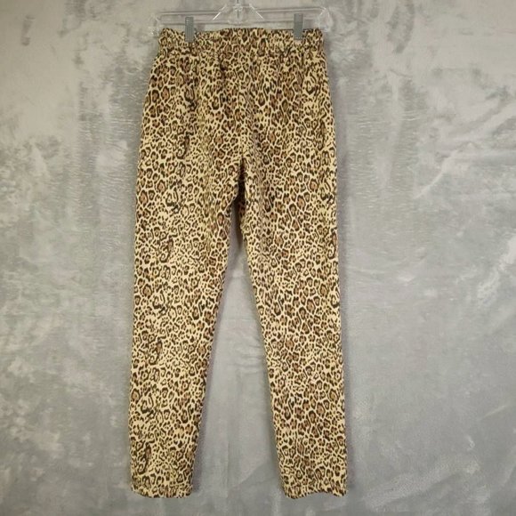 Socialite Womens Jogger Pants Brown High Rise Drawstring Leopard Print XS New - Picture 2 of 10
